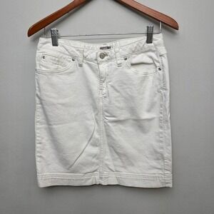 J. Jill White Denim Skirt Stretch Casual‎ Everyday Pencil Skirt Petite 6